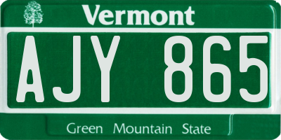 VT license plate AJY865