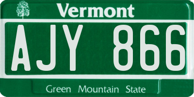 VT license plate AJY866
