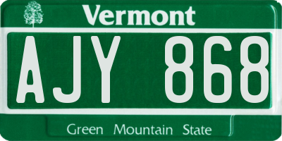 VT license plate AJY868