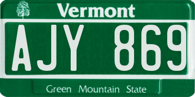 VT license plate AJY869