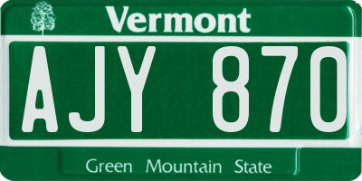 VT license plate AJY870