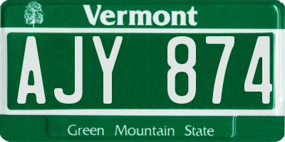 VT license plate AJY874
