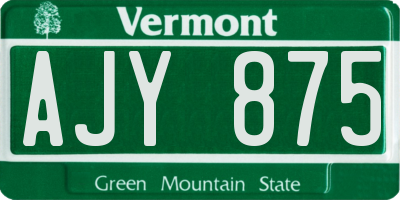 VT license plate AJY875