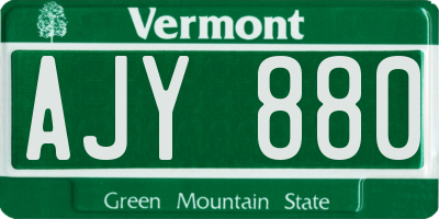 VT license plate AJY880