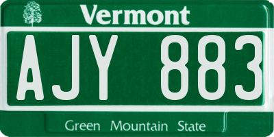VT license plate AJY883