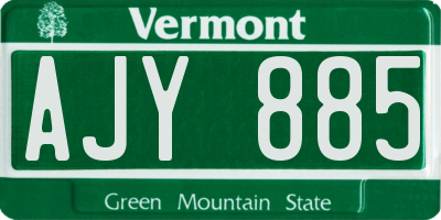 VT license plate AJY885