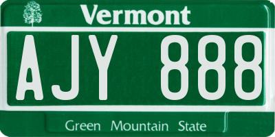 VT license plate AJY888