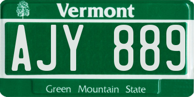 VT license plate AJY889