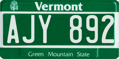 VT license plate AJY892