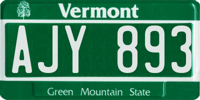 VT license plate AJY893