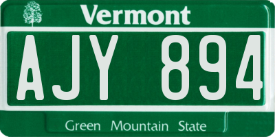 VT license plate AJY894