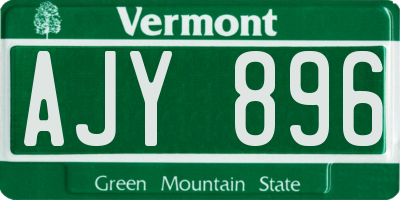 VT license plate AJY896