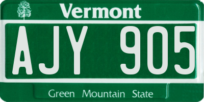 VT license plate AJY905