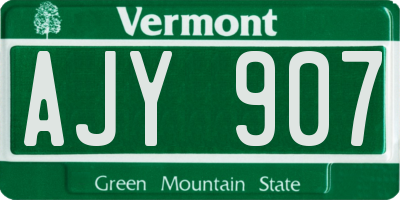 VT license plate AJY907