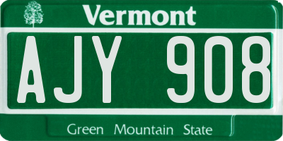 VT license plate AJY908