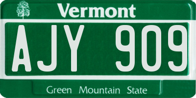 VT license plate AJY909