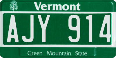 VT license plate AJY914
