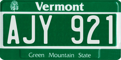 VT license plate AJY921