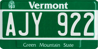 VT license plate AJY922