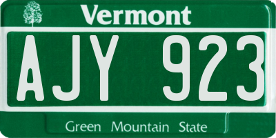 VT license plate AJY923