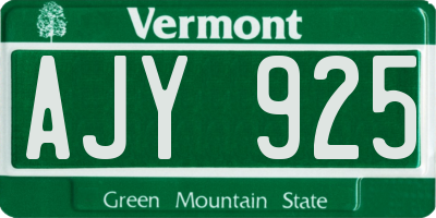 VT license plate AJY925
