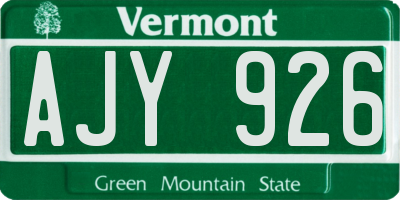 VT license plate AJY926