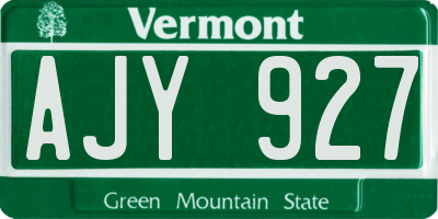 VT license plate AJY927
