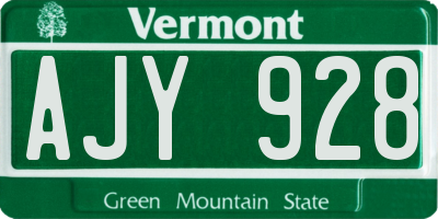 VT license plate AJY928