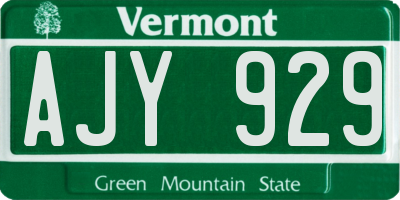 VT license plate AJY929