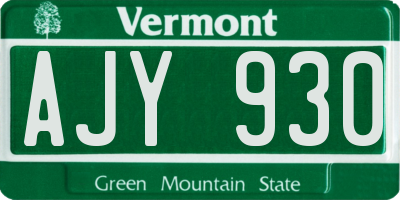 VT license plate AJY930