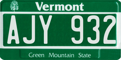 VT license plate AJY932