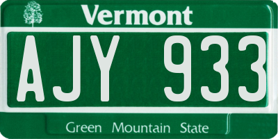 VT license plate AJY933