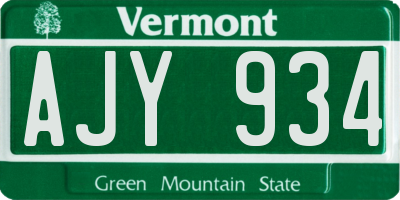VT license plate AJY934