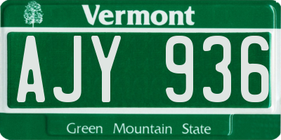 VT license plate AJY936