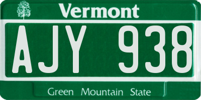 VT license plate AJY938