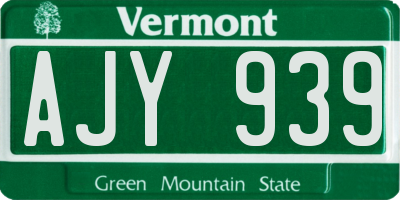 VT license plate AJY939