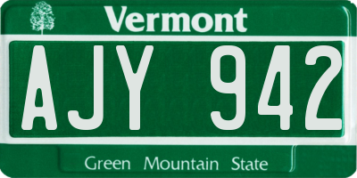 VT license plate AJY942