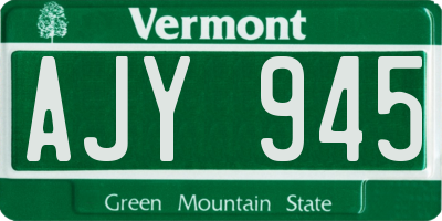 VT license plate AJY945