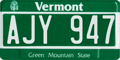 VT license plate AJY947
