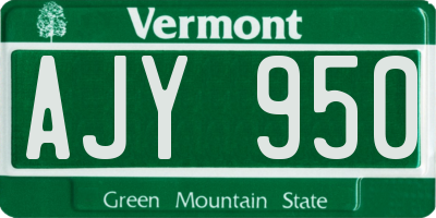 VT license plate AJY950