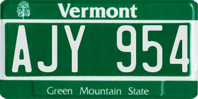 VT license plate AJY954