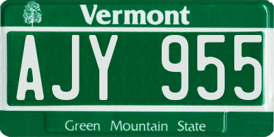 VT license plate AJY955