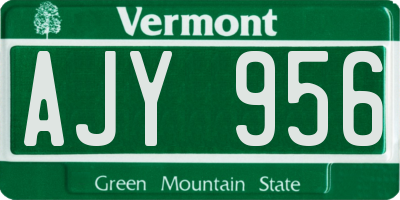 VT license plate AJY956