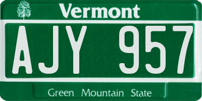 VT license plate AJY957