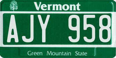 VT license plate AJY958