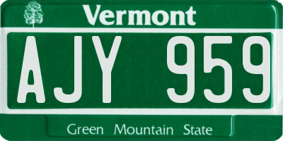 VT license plate AJY959