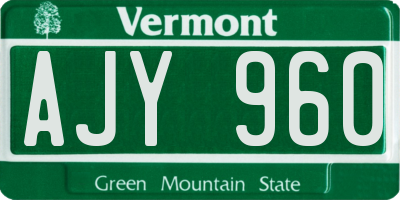 VT license plate AJY960