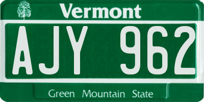 VT license plate AJY962
