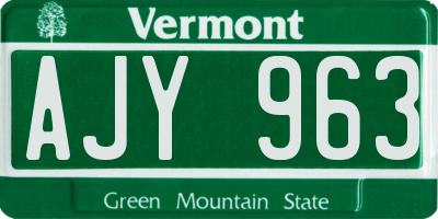 VT license plate AJY963