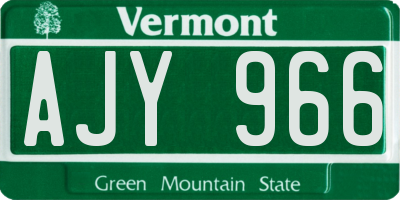 VT license plate AJY966